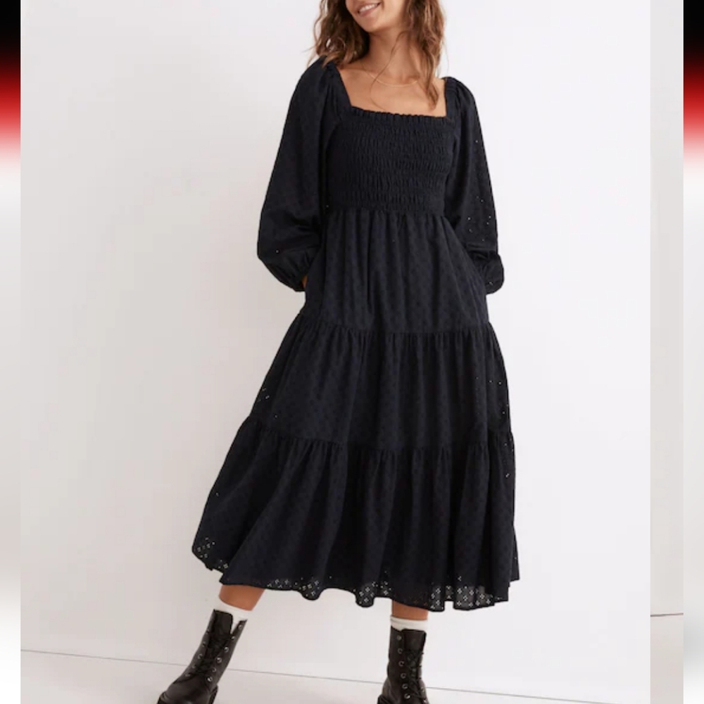Madewell NWT Dark Blue Lucie Backless Dress With Eyelets Size XXL